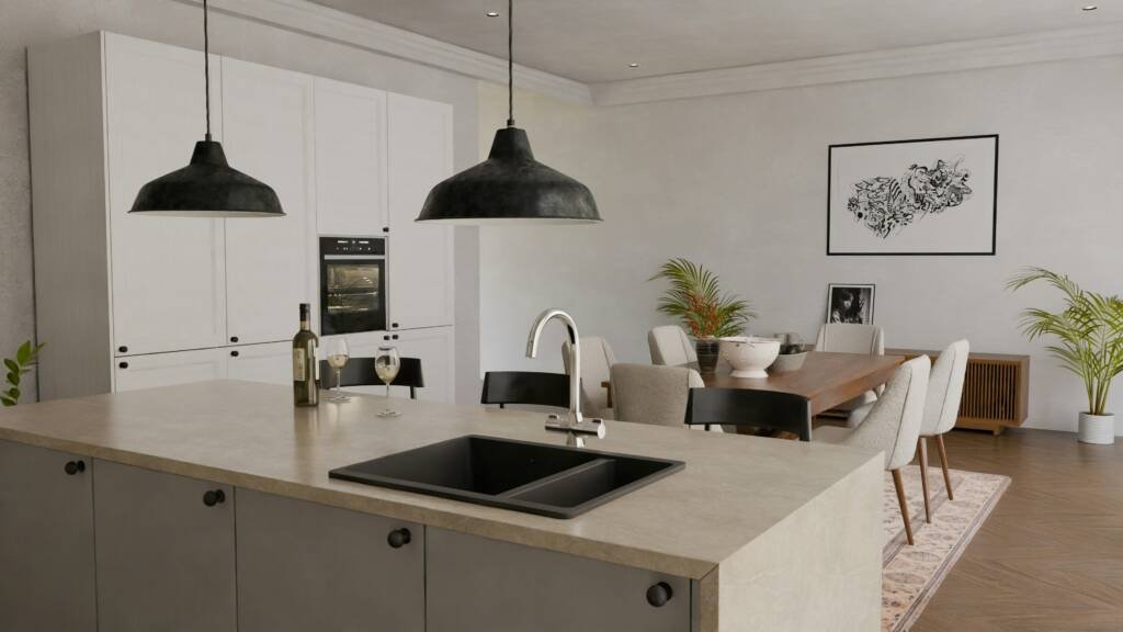 cocina pequeña con isla