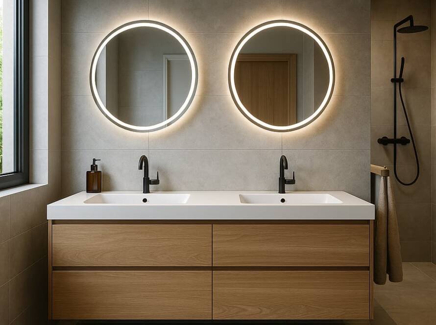 Lavabo doble en baño moderno