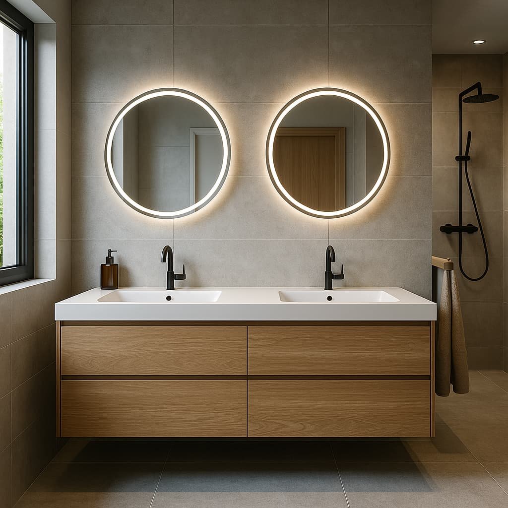 Lavabo doble en baño moderno